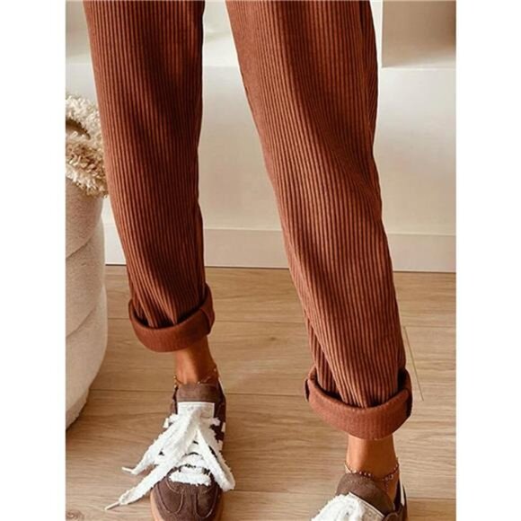 Casual Corduroy Drawstring Waist Pants - Picture 3 of 16